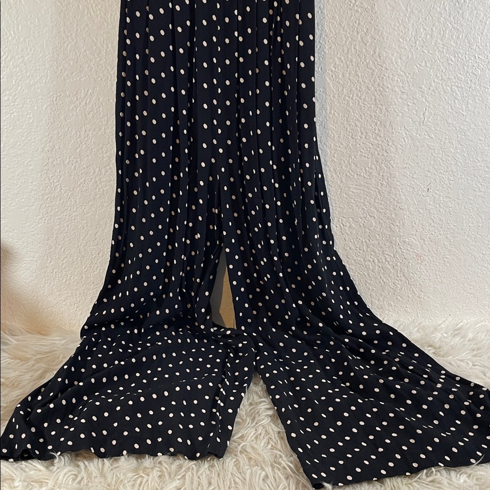 MADEWELL Tank Wide-Leg Jumpsuit in Polka Dot Black & White With Pockets Size 00 - Picture 5 of 13